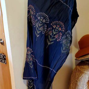 Gudrun Sjoden Shawl Embroidered And Big! Organic … - image 1